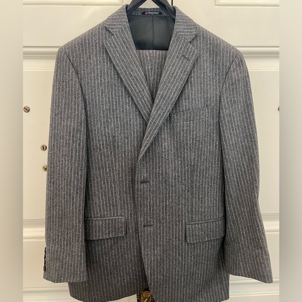 Hart Schaffner Marx grey wool pinstripe suit
